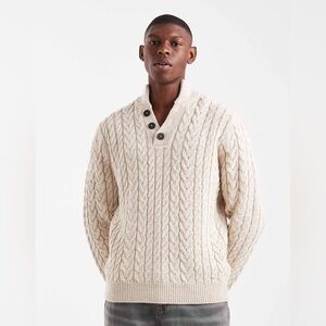 Threadbare mock neck knit sweater in taupe and stone Size Larger